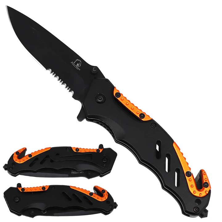 4.75" Black Blade/ Bicolor Orange Aluminum Handle Foldable Pocket Knife