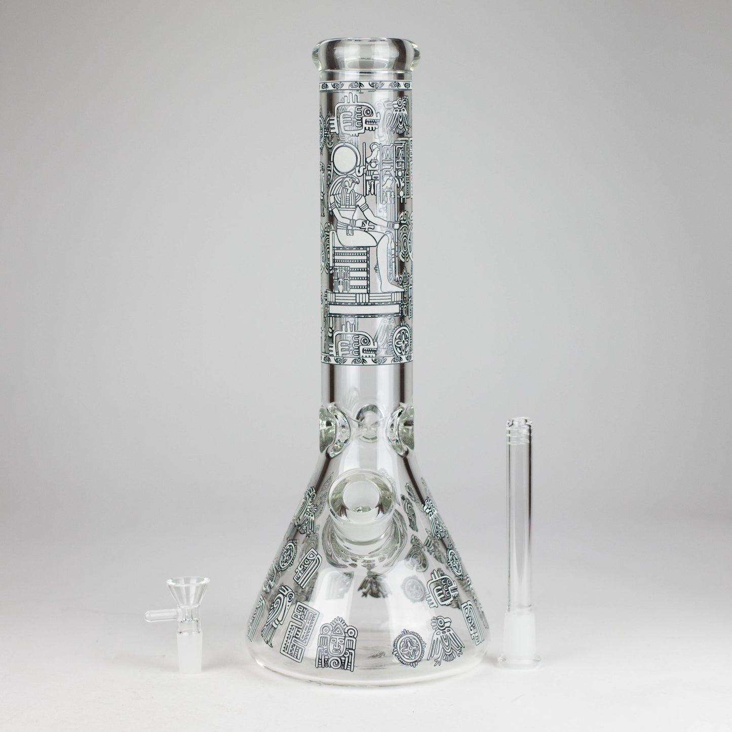 14" Glow-in-the-Dark Egyptian Design Beaker Bong – 7mm Thick