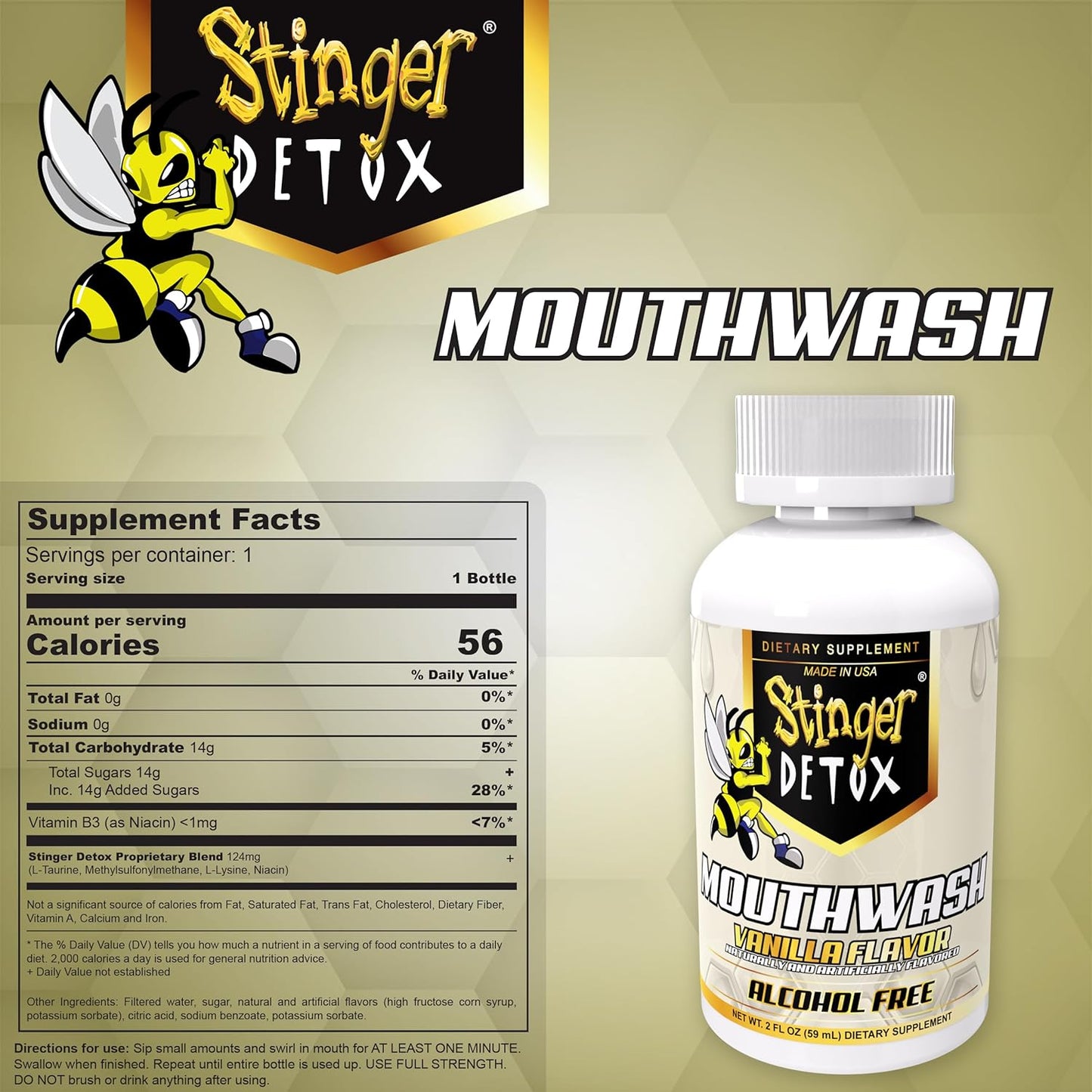 Stinger Detox | Mouthwash Drink - Vanilla Flavor - 2 FL OZ - Alcohol Free