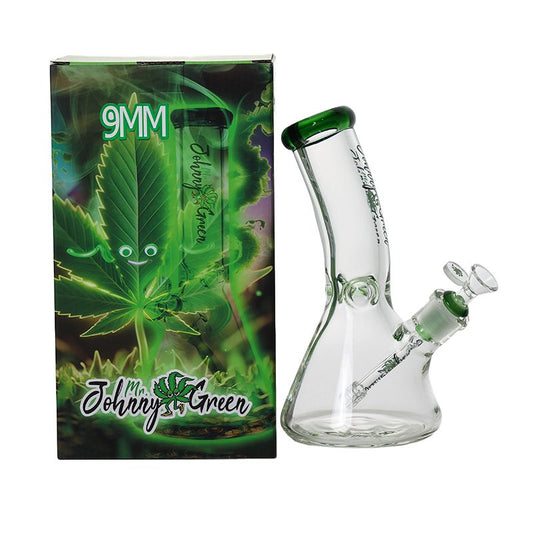 Johnny Green | 10″ 9mm Beaker Bent Neck with Grid Percolator Slide – Green (MJG-006)