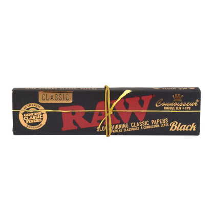 RAW | Black Natural Unrefined Artisan Connoisseur Papers w/ Tips – King Size