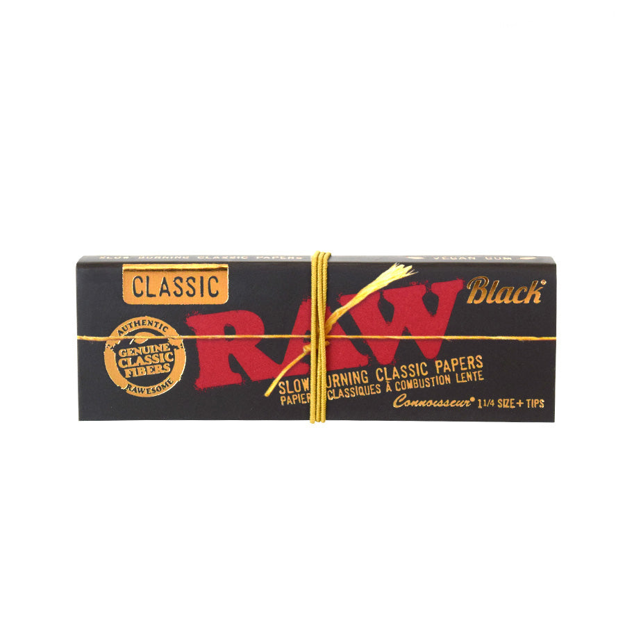 RAW | Black Natural Unrefined Artisan Connoisseur Papers w/ Tips – 1¼ Size