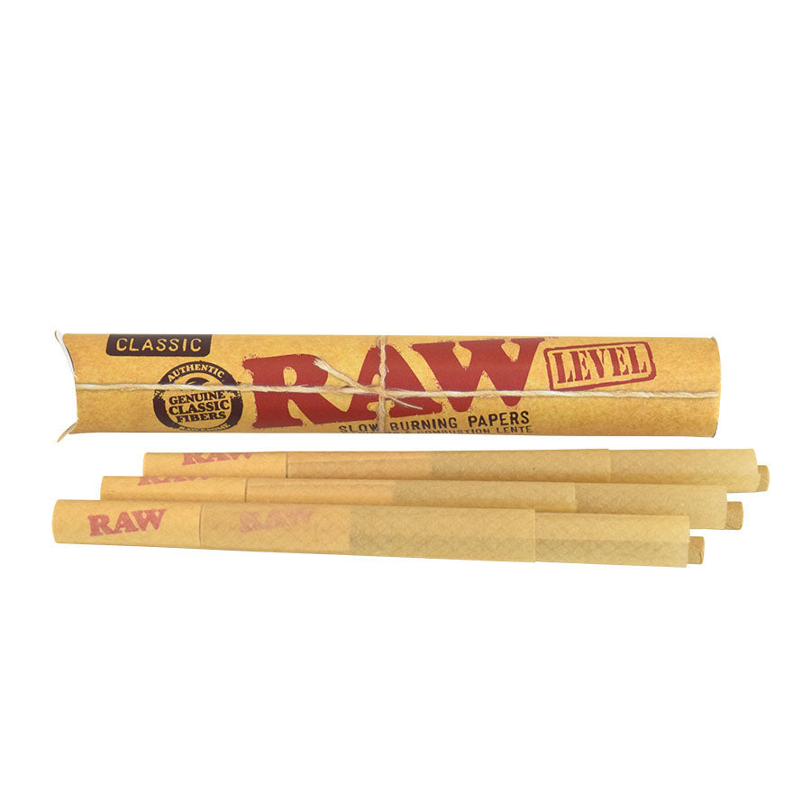RAW | Classic Natural Pre-Rolled Level Cones 84mm w/26mm Spiral Tip [Pack of 6 | Display of 24]
