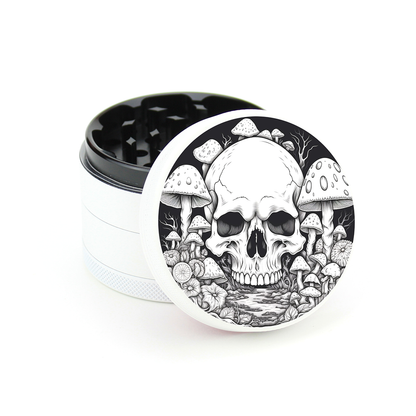 Green Star | 2.5" (63mm) Soft Touch Grinder - Skull and Mushrooms Design
