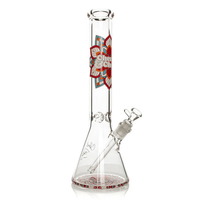 Cheech & Chong® Glass | 15" 7mm Thick Mandala Glow-in-the-Dark Water Pipe [CC173]