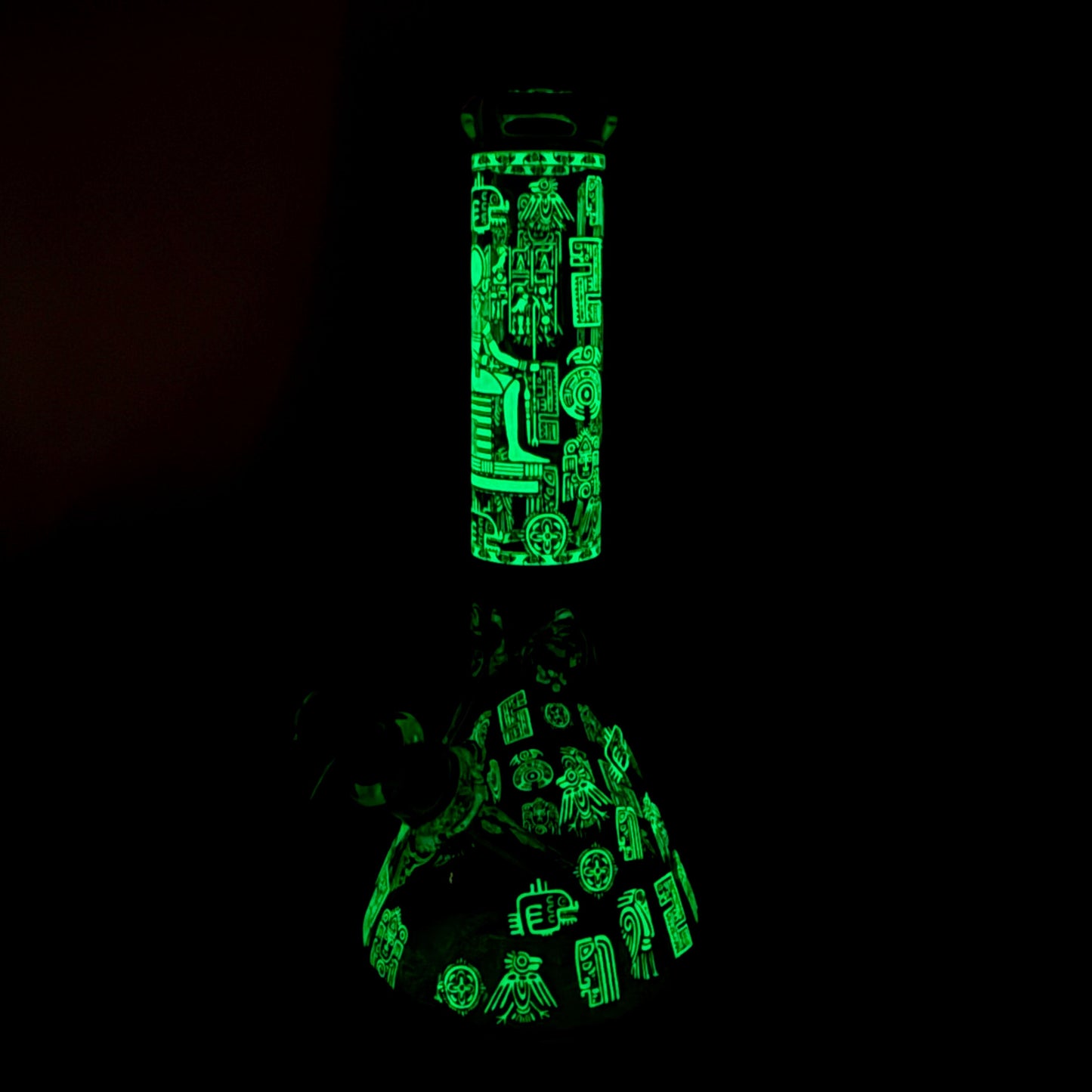 14" Glow-in-the-Dark Egyptian Design Beaker Bong – 7mm Thick