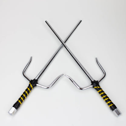 2-Piece Silver Chrome Sai set with Black and Gold Plastic Wrapped  Handles
