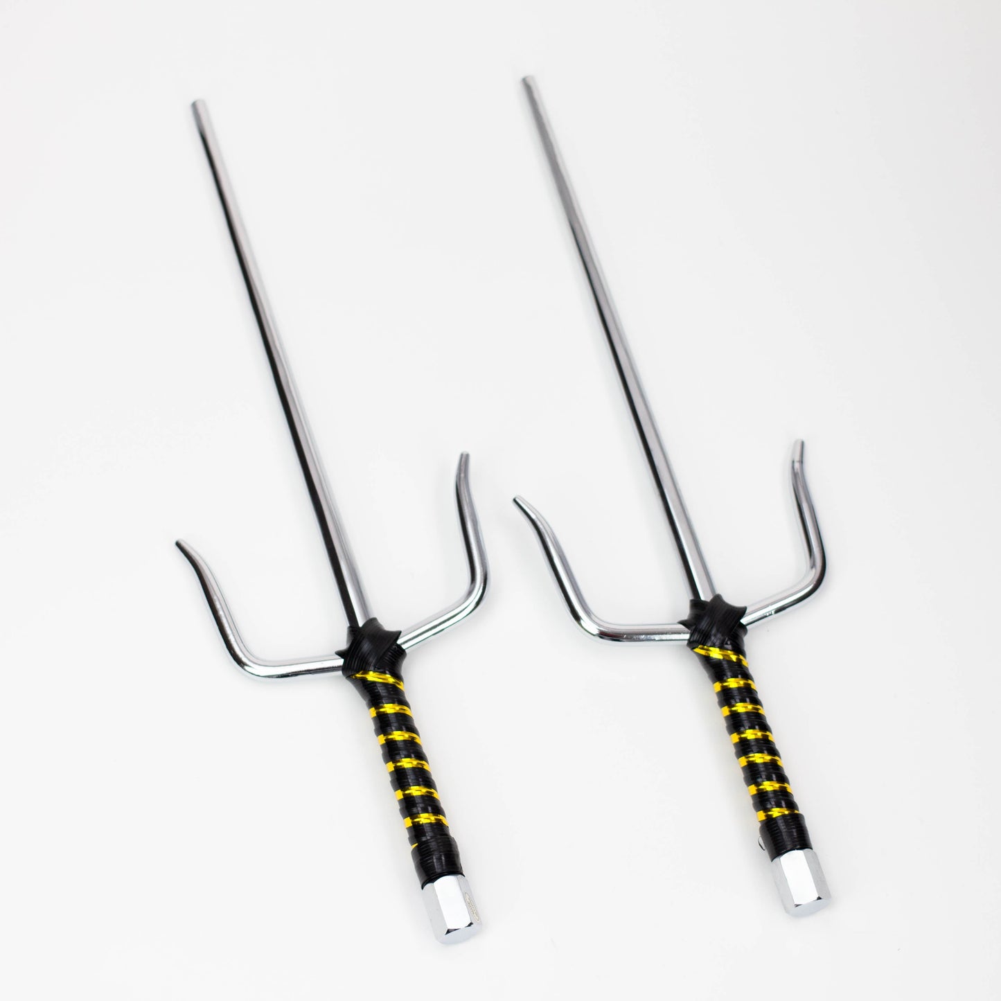 2-Piece Silver Chrome Sai set with Black and Gold Plastic Wrapped  Handles
