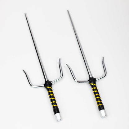 2-Piece Silver Chrome Sai set with Black and Gold Plastic Wrapped  Handles