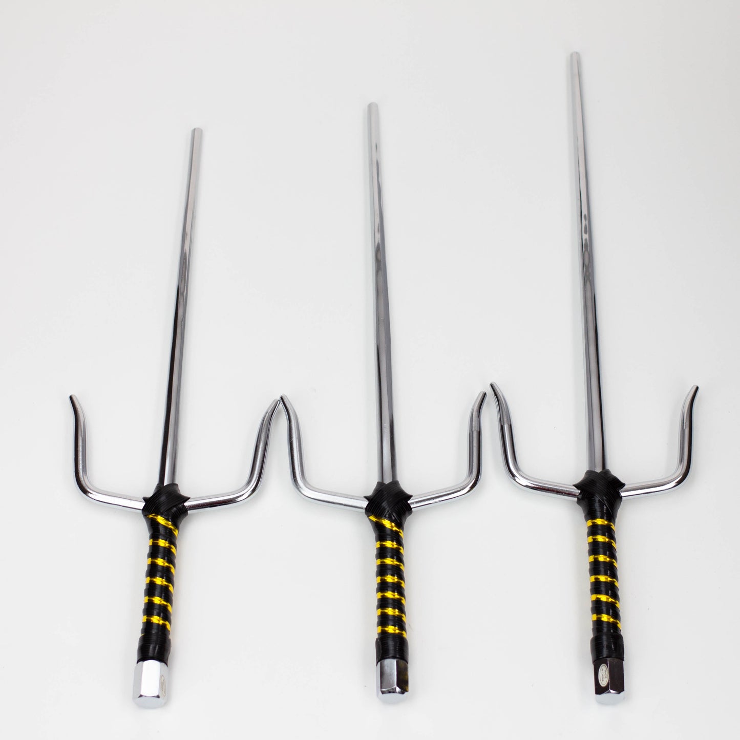 2-Piece Silver Chrome Sai set with Black and Gold Plastic Wrapped  Handles