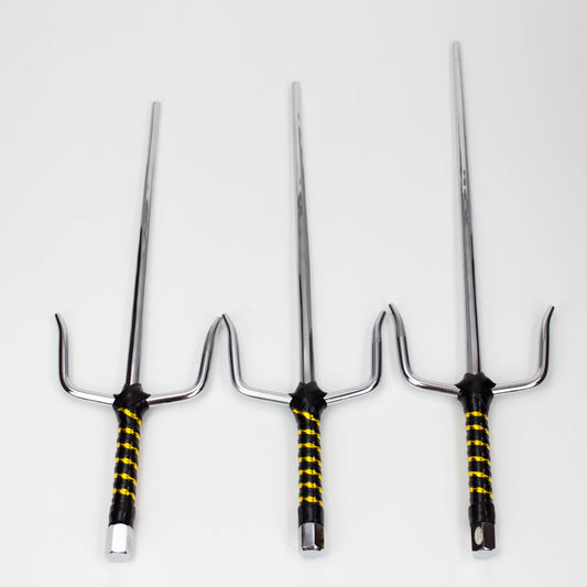 2-Piece Silver Chrome Sai set with Black and Gold Plastic Wrapped  Handles