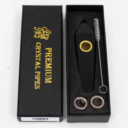 Acid Secs - Plain Natural Obsidian Smoking Pipe