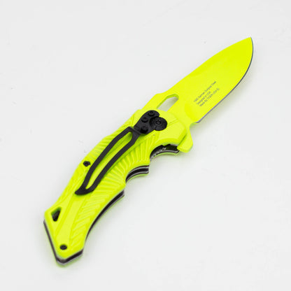 8″ Yellow Blood  Splatter Feather DP Folding Knife [SJ-209]