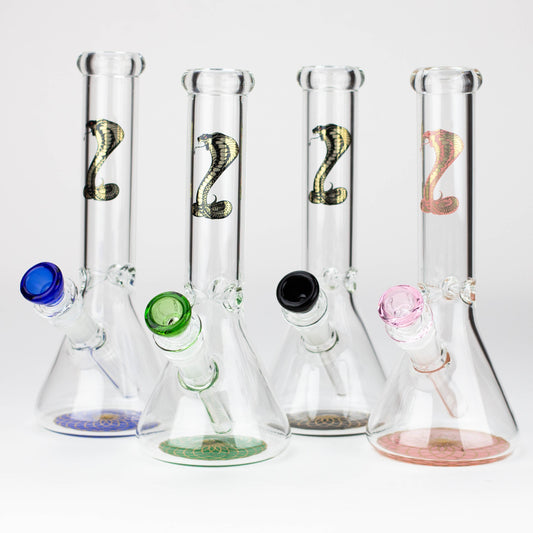 9.5" Gold Cobra beaker glass water bong (Wide)