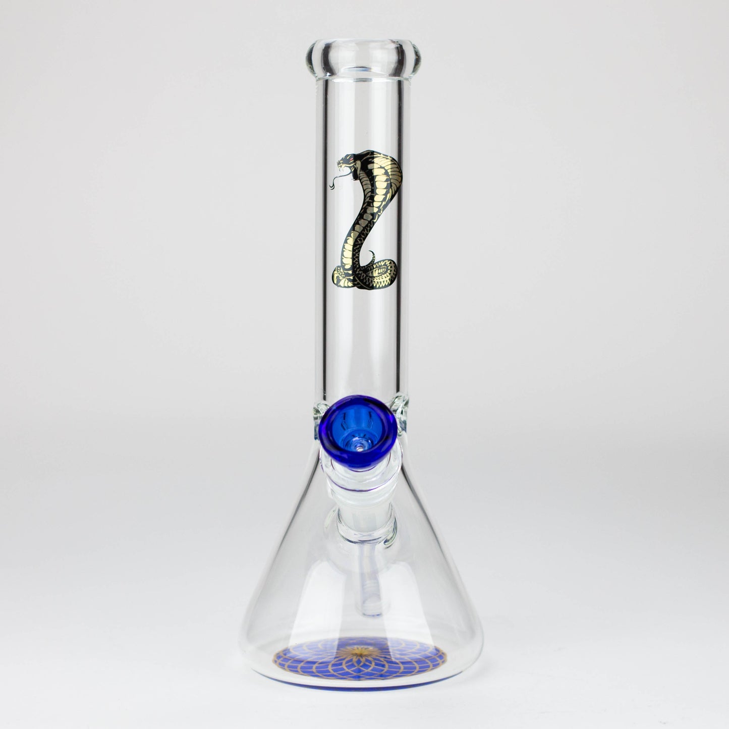 9.5" Gold Cobra beaker glass water bong (Wide)