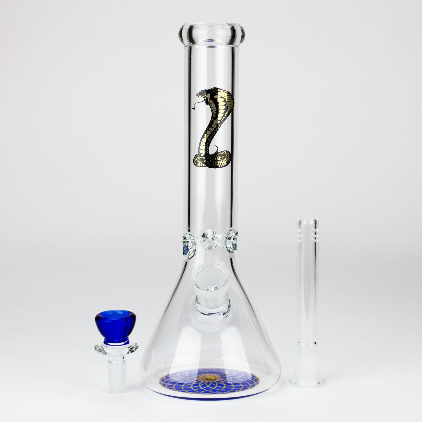 9.5" Gold Cobra beaker glass water bong (Wide)