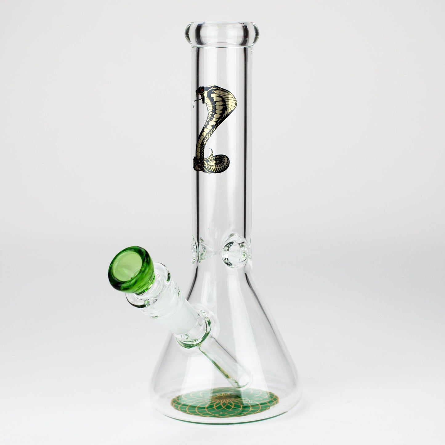 9.5" Gold Cobra beaker glass water bong (Wide)