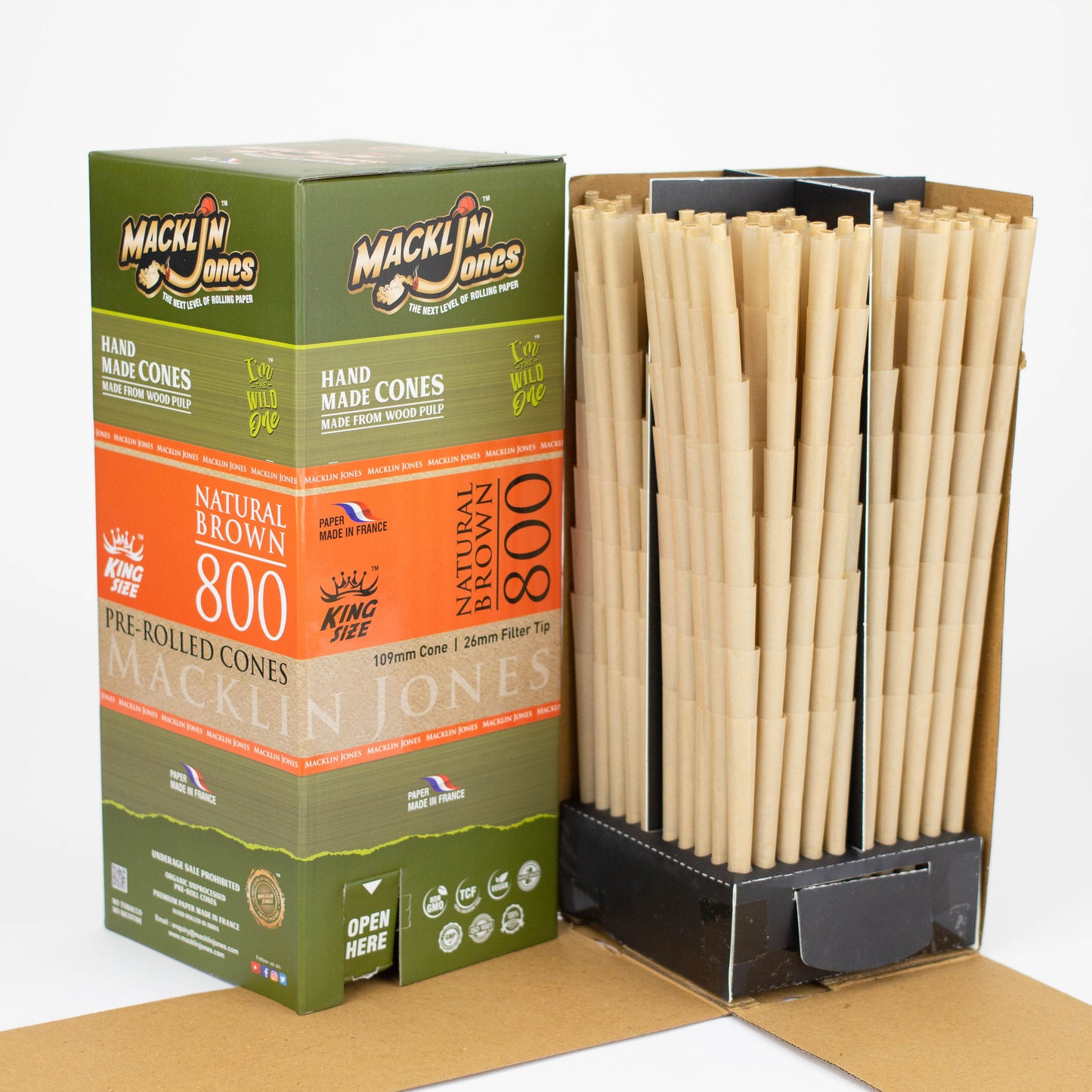 Macklin Jones - Natural Brown King Size Pre-Rolled cones Tower 800