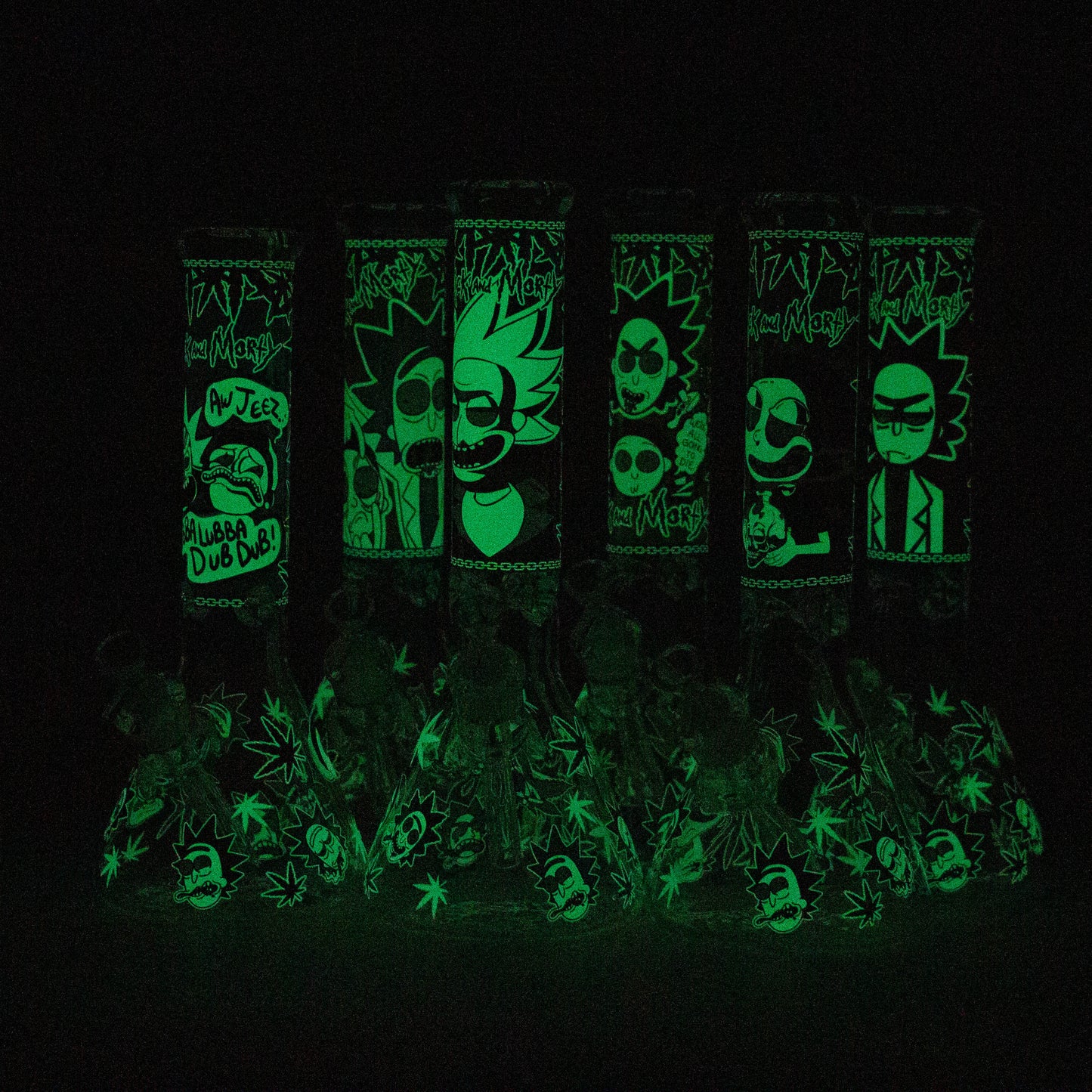 13.5” RM cartoon 9 mm glass Glow beaker water bong [GB21009]