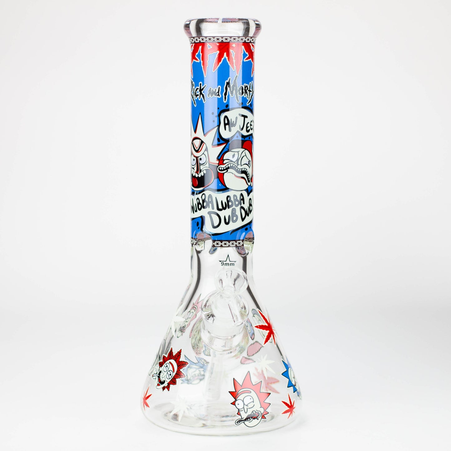 13.5” RM cartoon 9 mm glass Glow beaker water bong [GB21009]