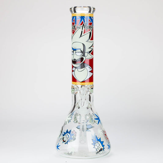 13.5” RM cartoon 9 mm glass Glow beaker water bong [GB21009]