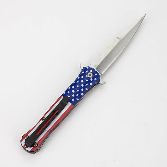 8.5" Folding Knife Rescue Stainless Steel Unique Art Handle Red [13433]