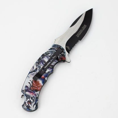 Defender-Xtream  8.5" Women with rose folding knife with bottle opener [13428]