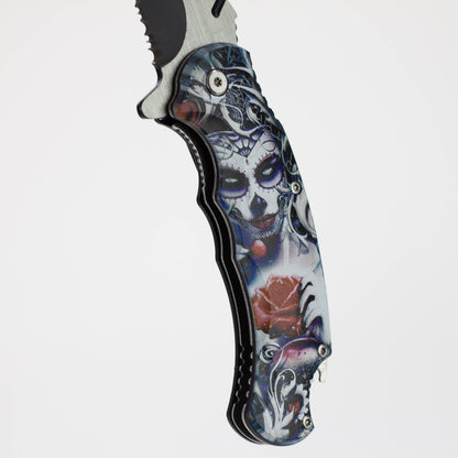Defender-Xtream  8.5" Women with rose folding knife with bottle opener [13428]