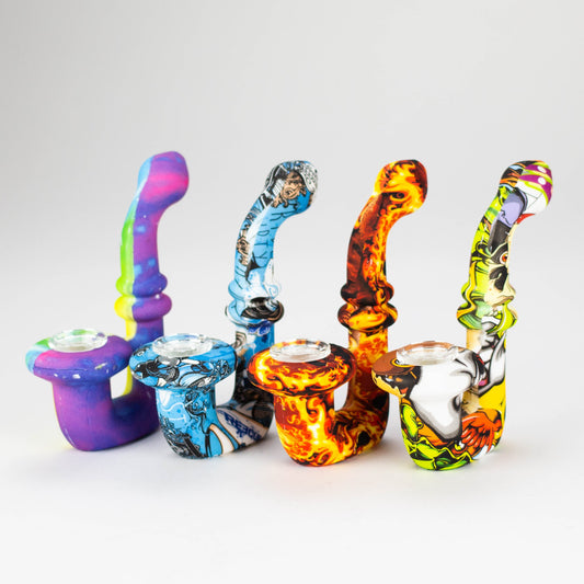 4.5" Assorted silicone U shape hand pipe [QT062D]