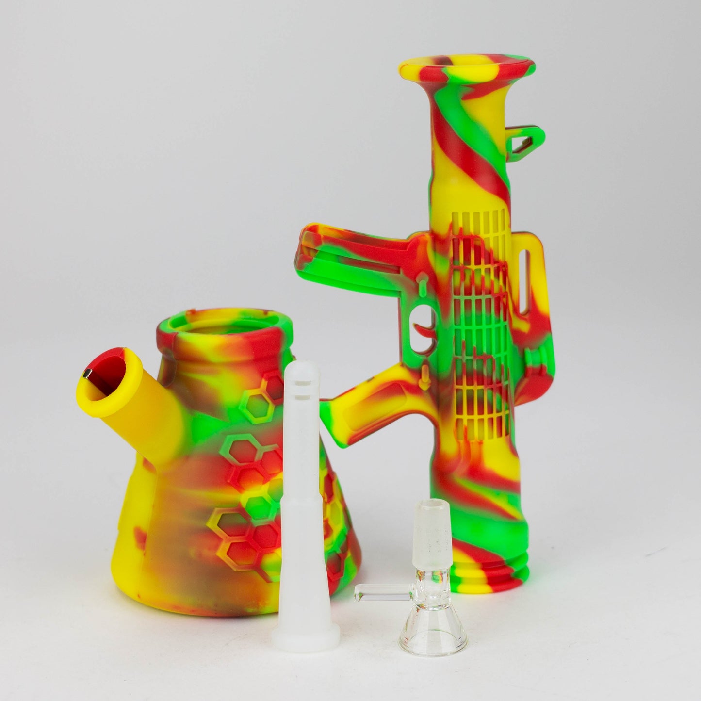 11" Multi-color bazooka silicone detachable water bong-Assorted