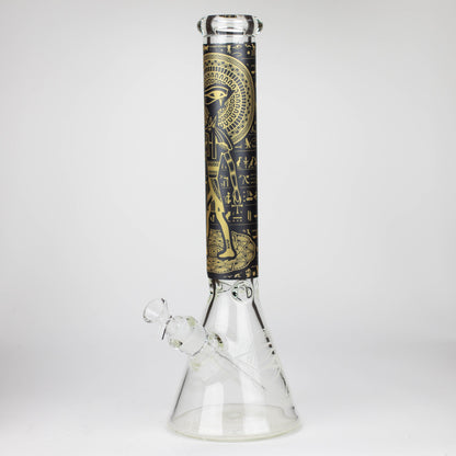 15.5" Egyptian Hieroglyph / 7 mm / Glow in the dark / Glass Bong  [LL034-YLW]
