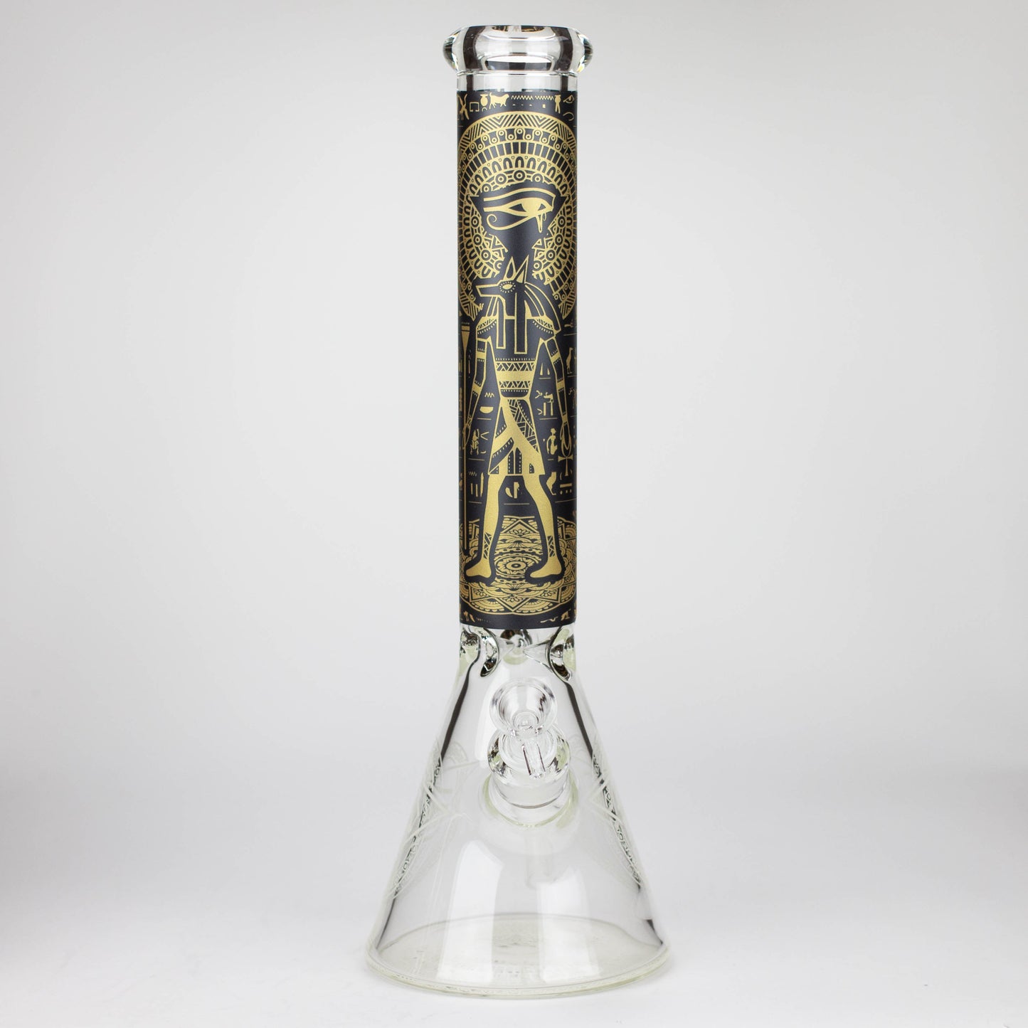 15.5" Egyptian Hieroglyph / 7 mm / Glow in the dark / Glass Bong  [LL034-YLW]