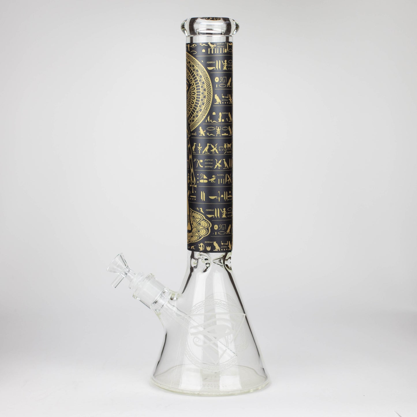 15.5" Egyptian Hieroglyph / 7 mm / Glow in the dark / Glass Bong  [LL034-YLW]