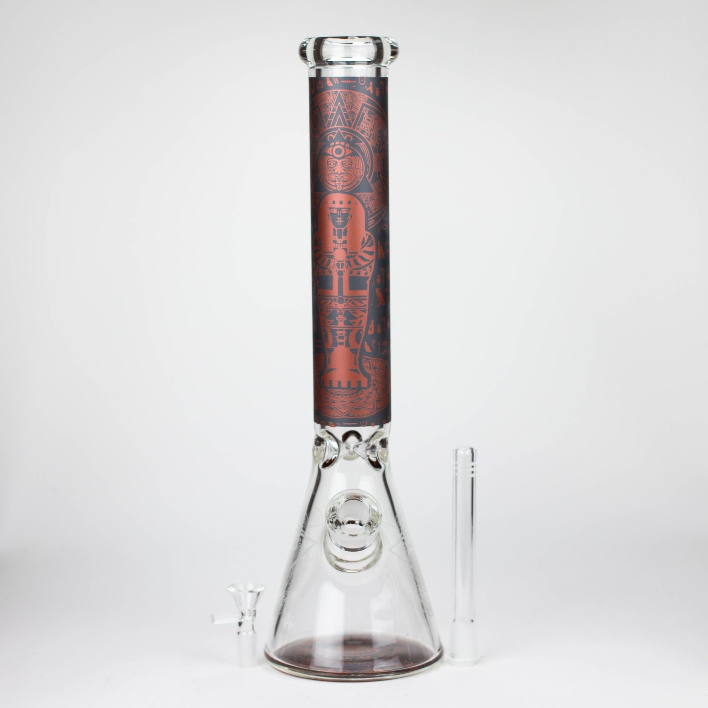 15.5" Egyptian Hieroglyph / 7 mm / Glass Bong  [LL034-RED]