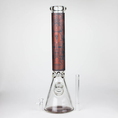 15.5" Egyptian Hieroglyph / 7 mm / Glass Bong  [LL034-RED]