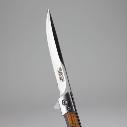 Defender-Xtreme | 8" Sand Finish Blade Wood Handle Ball Baring Folding Knife [14389]