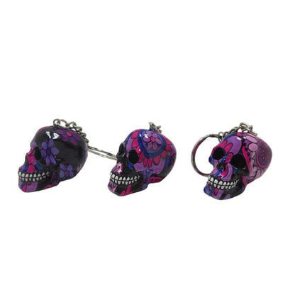 Resin With Water Transfer Printing Skull Key Chain-Assorted