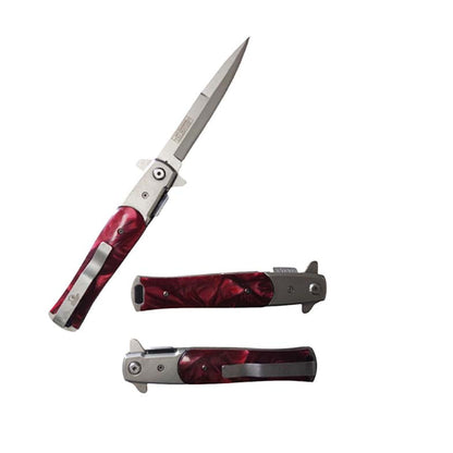 Falcon 8 1/2" Black & Red Cross Blade Spring Assisted Knife