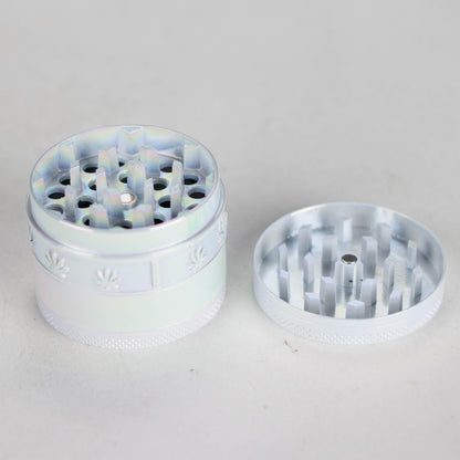 4 Parts Zinc grinder, White Rainbow Top Golden Stamp Leaf Design [AM50-4]