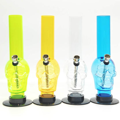 10" Acrylic Skull Design Water Pipe- Color Assorted