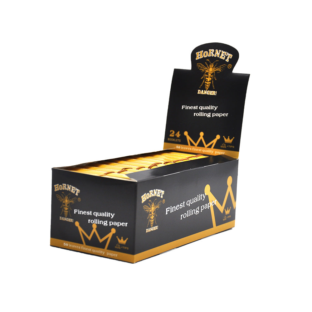 HORNET | Black 1-1/4 Size Rolling Paper With Tips
