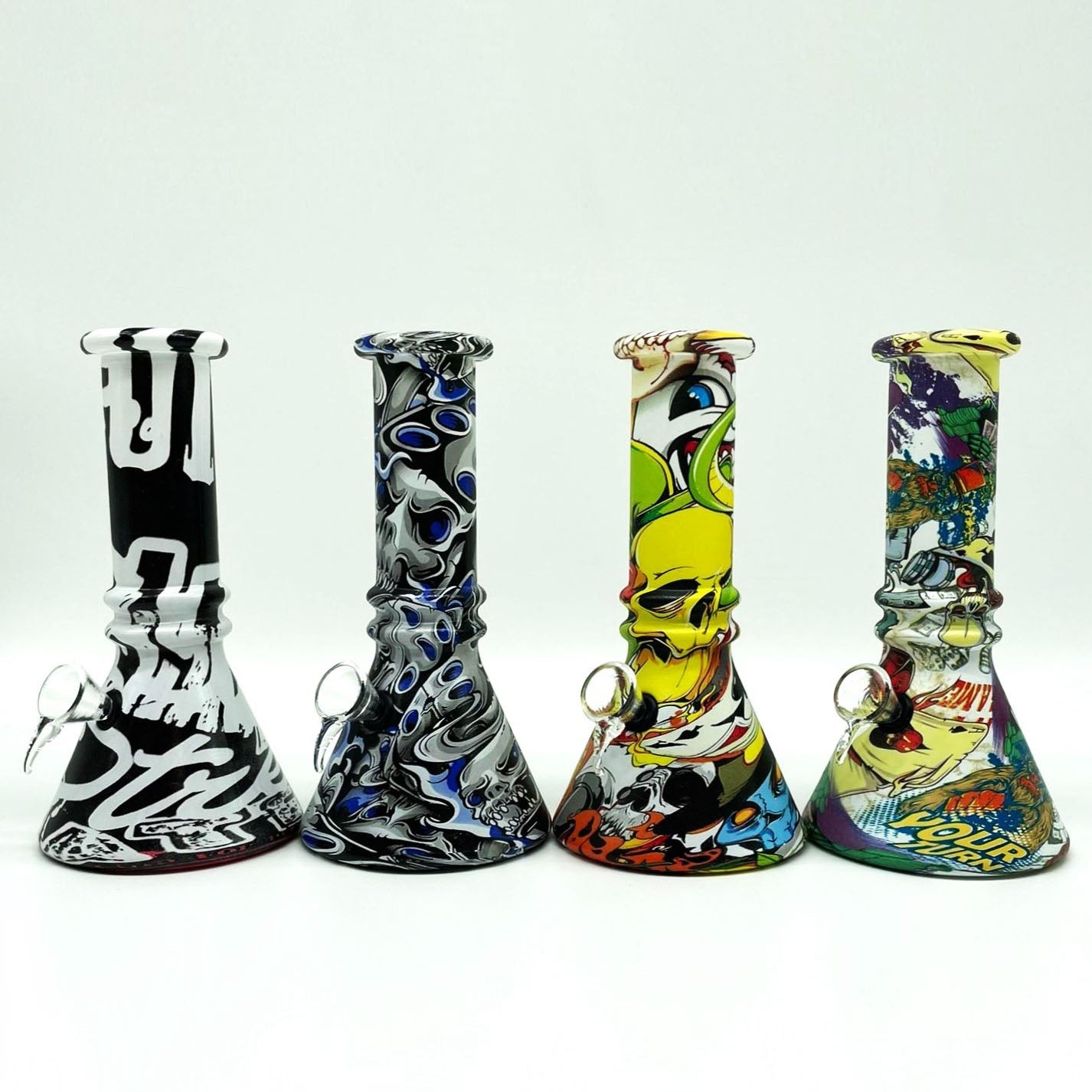 6" Multicolor Mini soft glass water bong Assorted Designs [PIP411]