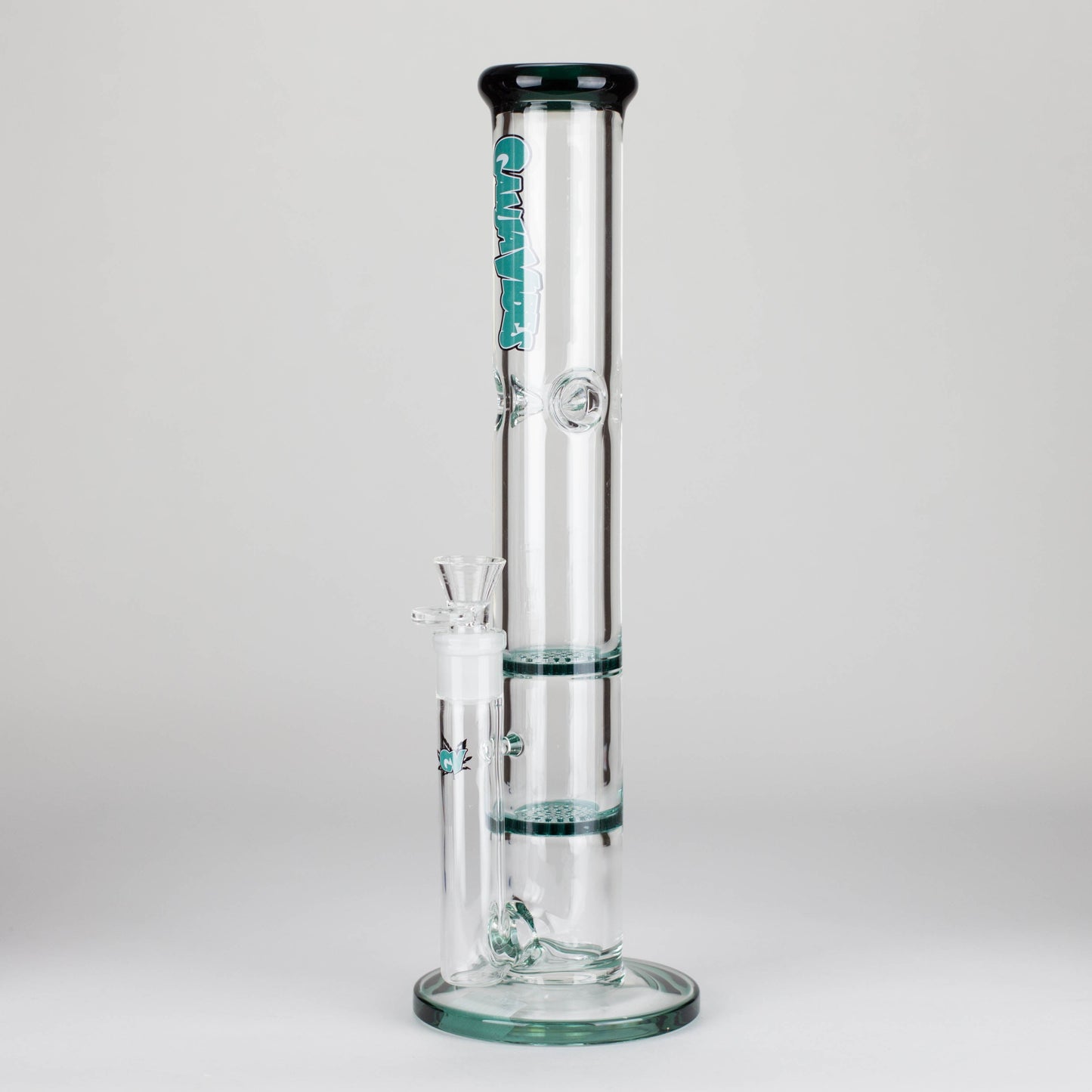 Ganjavibes | Honeycomb 14 Inches Two Disk Percolator Glass Bong By Irie Vibes Series