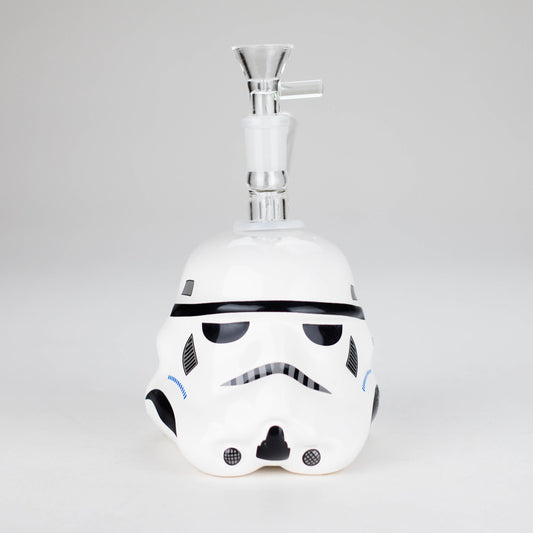 7.35" Evil Face Ceramic Bong – Helmet-Inspired Retro Design [ES086WP]