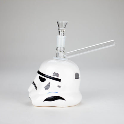 7.35" Evil Face Ceramic Bong – Helmet-Inspired Retro Design [ES086WP]