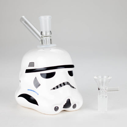 7.35" Evil Face Ceramic Bong – Helmet-Inspired Retro Design [ES086WP]