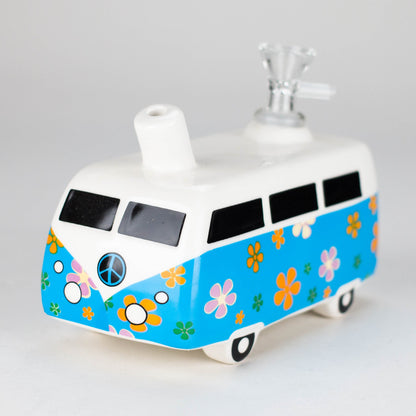 6.9″ Hippie Bus Ceramic Bong –  Retro Flower Power Design  [ES084WP]