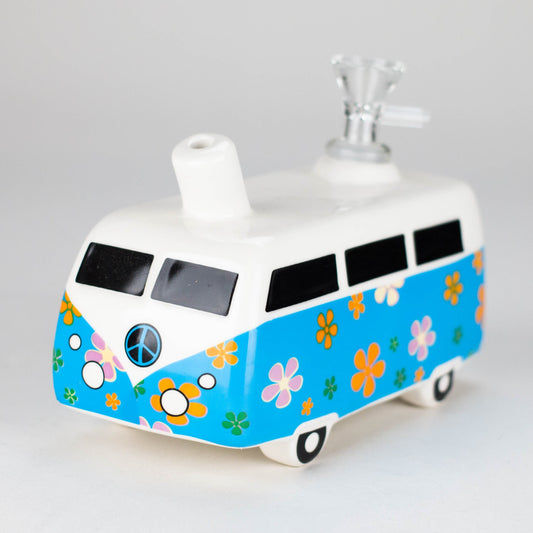 6.9″ Hippie Bus Ceramic Bong –  Retro Flower Power Design  [ES084WP]