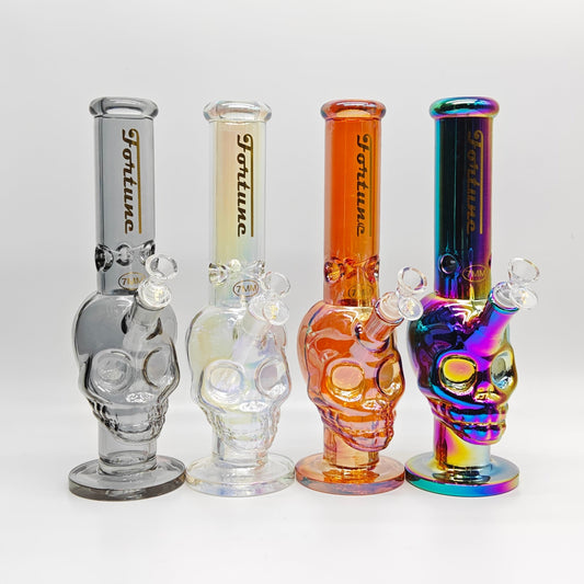 Fortune | Electroplated Skull 14" 7mm Glass Bong [SK144407E]