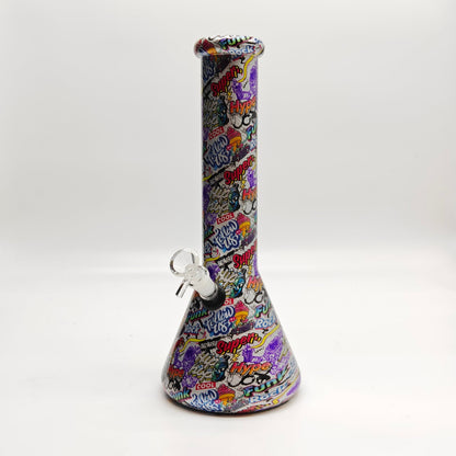 13" 7mm Calavera Hydrographic Glass Bong-Assorted Designs